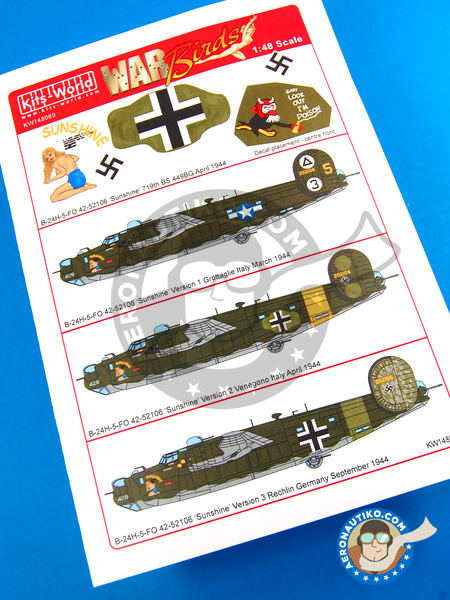 Consolidated B-24 Liberator H | Decals in 1/48 scale manufactured by Kits World (ref. KW148069) image