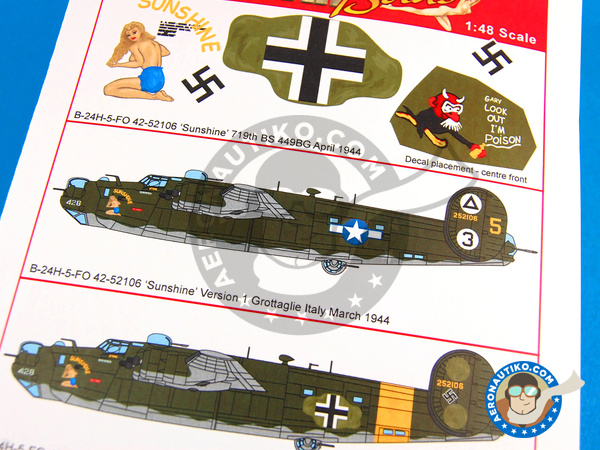 Image 3: Consolidated B-24 Liberator H | Decals in 1/48 scale manufactured by Kits World (ref. KW148069)