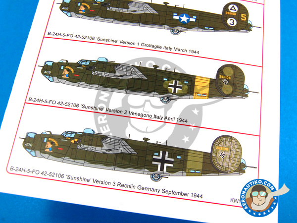 Image 4: Consolidated B-24 Liberator H | Decals in 1/48 scale manufactured by Kits World (ref. KW148069)