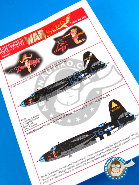 Martin B-26 Marauder B | Marking / livery in 1/48 scale manufactured by Kits World (ref. KW148081) image