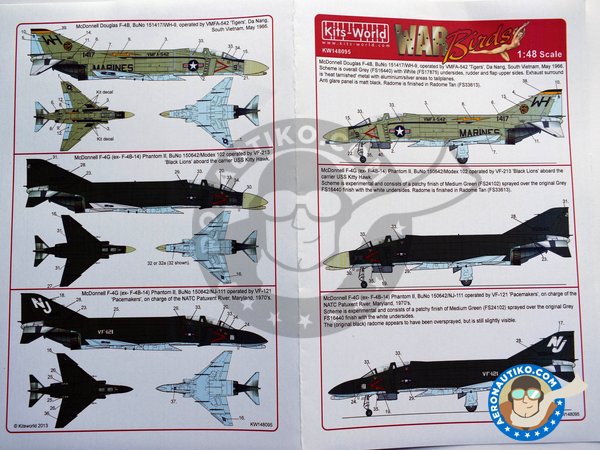 Image 2: Decal for McDonnell Douglas F-4B "Phantom" |  in 1/48 scale manufactured by Kits World (ref. KW148095)