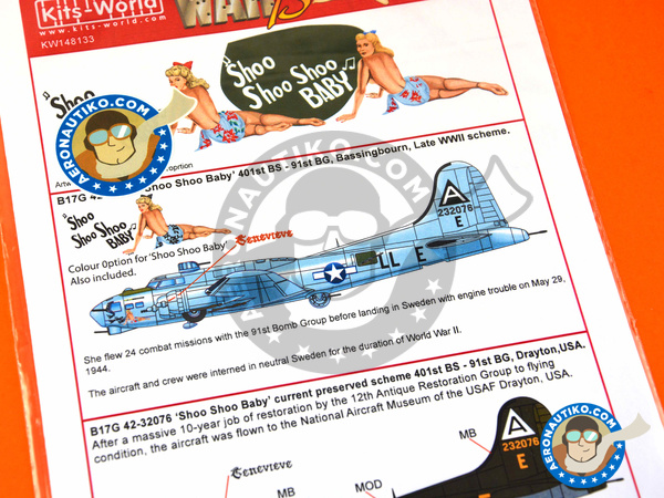 Details about   Kits World Decals 1/48 B-17G FLYING FORTRESS Shoo Shoo Shoo Baby 2 Versions
