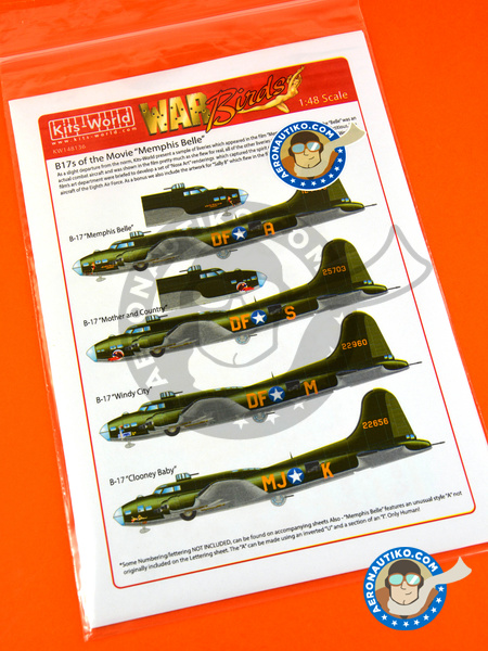 Kits World Decals 1/144 B-17F FLYING FORTRESS Memphis Belle Sally B & Baby Ruth