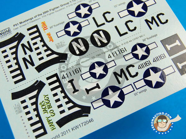 Image 1: North American P-51 Mustang D | Decals in 1/72 scale manufactured by Kits World (ref. KW172046)