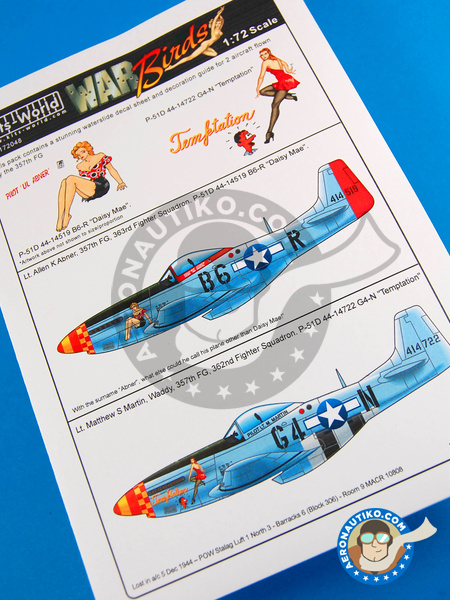 North American P-51 Mustang D | Decals in 1/72 scale manufactured by Kits World (ref. KW172048) image