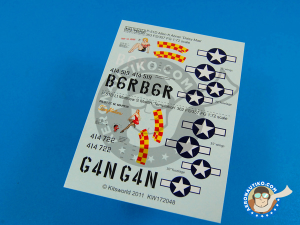 Image 7: North American P-51 Mustang D | Decals in 1/72 scale manufactured by Kits World (ref. KW172048)