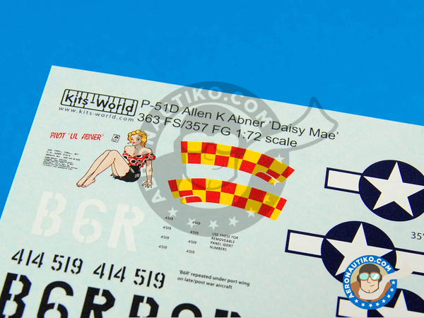 Image 8: North American P-51 Mustang D | Decals in 1/72 scale manufactured by Kits World (ref. KW172048)