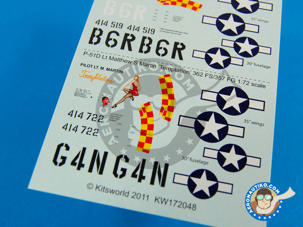 Image 9: North American P-51 Mustang D | Decals in 1/72 scale manufactured by Kits World (ref. KW172048)