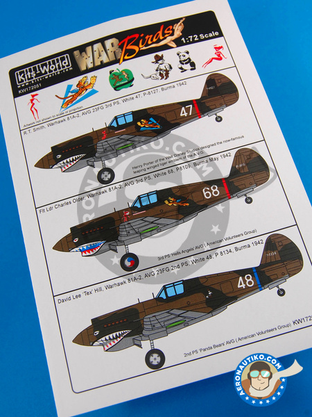 Curtiss P-40 Warhawk B | Decals in 1/72 scale manufactured by Kits World (ref. KW172051) image