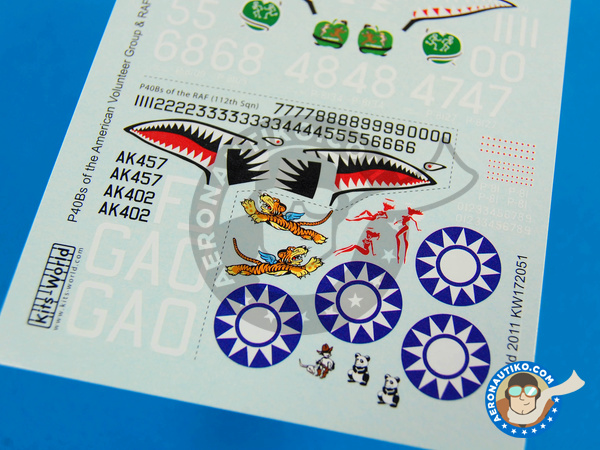 Image 2: Curtiss P-40 Warhawk B | Decals in 1/72 scale manufactured by Kits World (ref. KW172051)