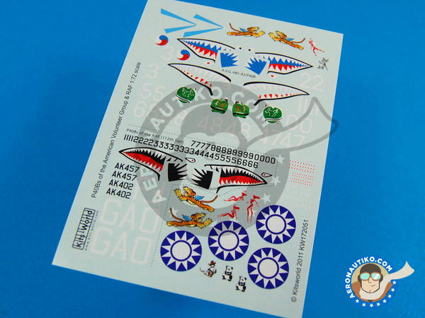 Image 3: Curtiss P-40 Warhawk B | Decals in 1/72 scale manufactured by Kits World (ref. KW172051)