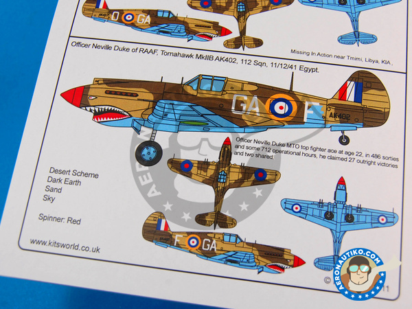 Image 9: Curtiss P-40 Warhawk B | Decals in 1/72 scale manufactured by Kits World (ref. KW172051)