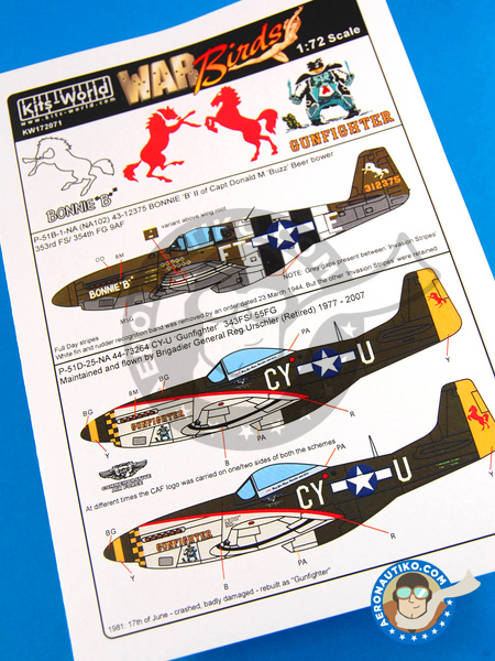 North American P-51 Mustang B | Decals in 1/72 scale manufactured by Kits World (ref. KW172071) image