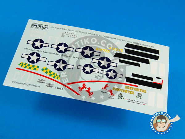 Image 2: North American P-51 Mustang B | Decals in 1/72 scale manufactured by Kits World (ref. KW172071)