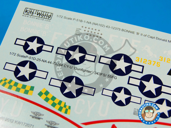 Image 4: North American P-51 Mustang B | Decals in 1/72 scale manufactured by Kits World (ref. KW172071)
