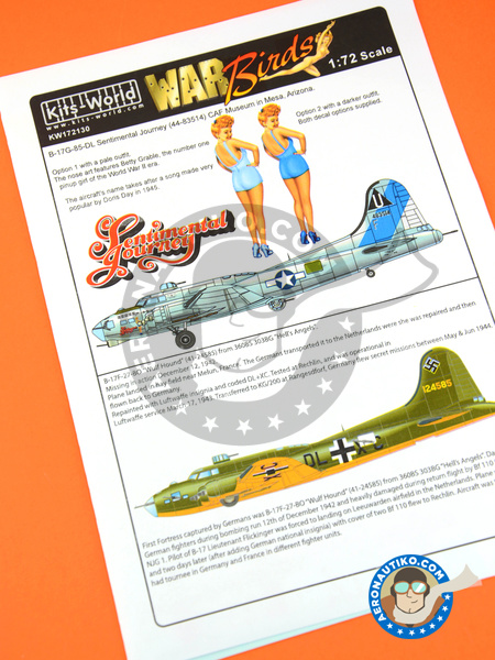 Boeing B-17 Flying Fortress F G | Marking / livery in 1/72 scale manufactured by Kits World (ref. KW172130) image