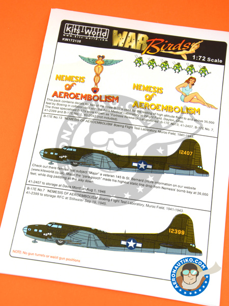 Boeing B-17 Flying Fortress E | Marking / livery in 1/72 scale manufactured by Kits World (ref. KW172138) image