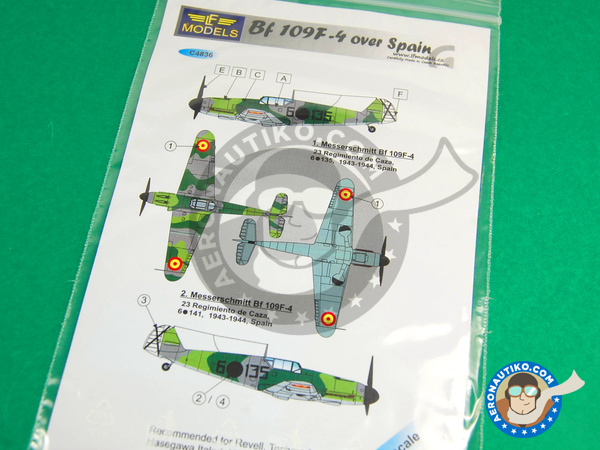 Image 1: Messerschmitt Bf 109 F-9 | Calcas de agua en escala 1/48 fabricado por LF Models (ref. LF-C4836)