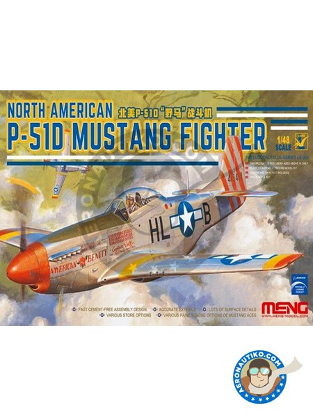 North American P-51D Mustang Fighter | Airplane kit in 1/48 scale manufactured by Meng Model (ref. LS-006) image