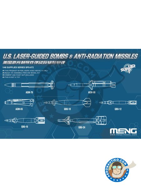 US Laser-Guided Bombs & Anti-Radiation Missiles | Missiles in 1/48 scale manufactured by Meng Model (ref. SPS-072) image