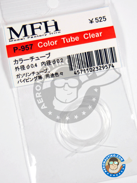 Tubo transparente de 0.4 mm (exterior) x 0.2 mm (interior) x 50 cm (longitud) | Tubo fabricado por Model Factory Hiro (ref. MFH-P957) image