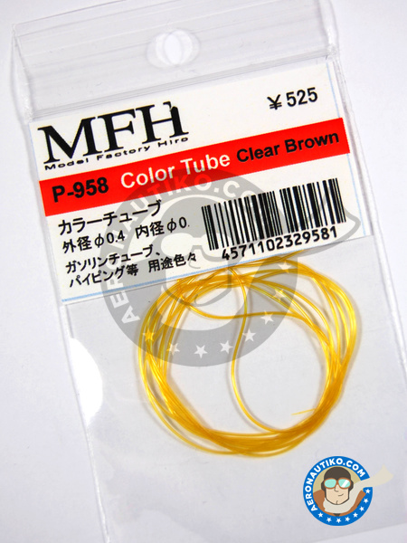 Clear - Brown tube 0.4 mm (outside) x 0.2 mm (inside) x 50  cm (long) | Pipe manufactured by Model Factory Hiro (ref. MFH-P958) image