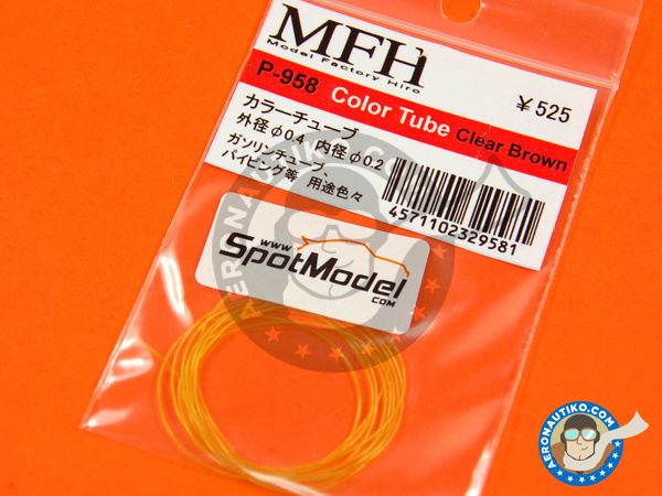 Image 1: Clear - Brown tube 0.4 mm (outside) x 0.2 mm (inside) x 50  cm (long) | Pipe manufactured by Model Factory Hiro (ref. MFH-P958)