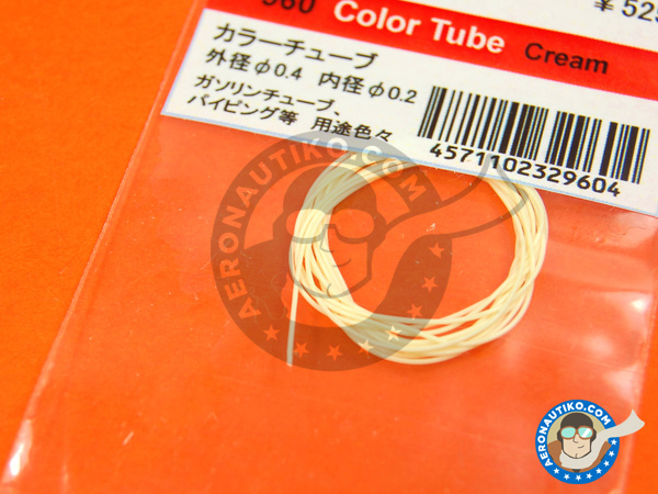 Image 2: Cream tube 0.4 mm (outside) x 0.2 mm (inside) x 50  cm (long) | Pipe manufactured by Model Factory Hiro (ref. MFH-P960)