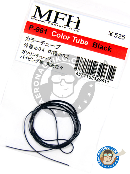 Black tube 0.4 mm (outside) x 0.2 mm (inside) x 50  cm (long) | Pipe manufactured by Model Factory Hiro (ref. MFH-P961) image