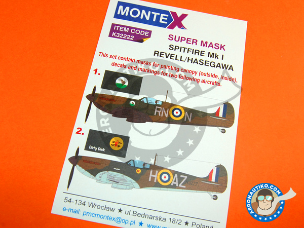 Image 1: Supermarine Spitfire Mk. I | Masks in 1/32 scale manufactured by Montex Mask (ref. K32222)