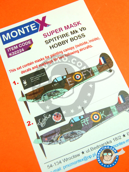 Supermarine Spitfire Mk. Vb | Máscaras en escala 1/32 fabricado por Montex Mask (ref. K32224) image