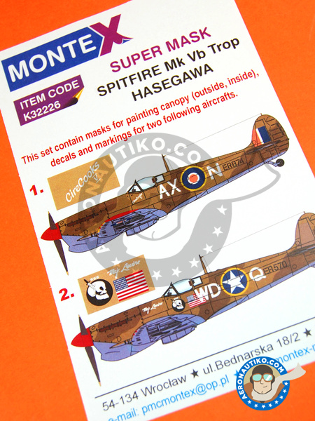 Supermarine Spitfire Mk. Vb | Masks in 1/32 scale manufactured by Montex Mask (ref. K32226) image