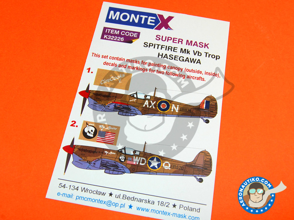 Image 1: Supermarine Spitfire Mk. Vb | Masks in 1/32 scale manufactured by Montex Mask (ref. K32226)