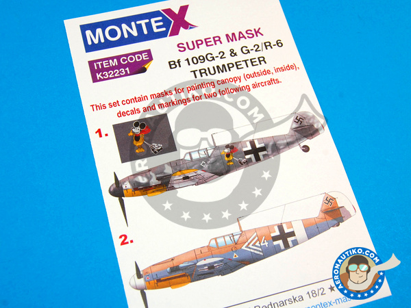 Image 1: Messerschmitt Bf 109 G-2 | Masks in 1/32 scale manufactured by Montex Mask (ref. K32231)