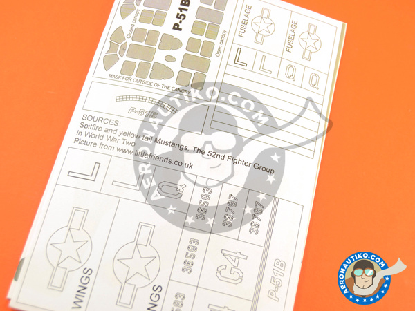 Image 3: North American P-51 Mustang B | Masks in 1/32 scale manufactured by Montex Mask (ref. K32283)