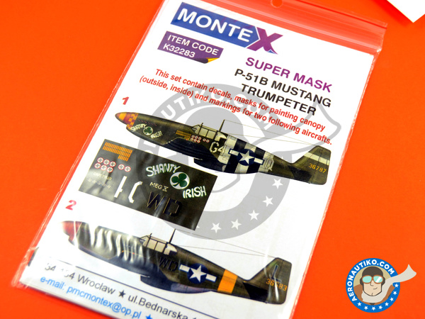 Image 4: North American P-51 Mustang B | Masks in 1/32 scale manufactured by Montex Mask (ref. K32283)