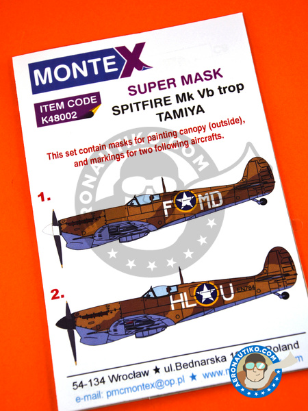 Supermarine Spitfire Mk. Vb Trop | Masks in 1/48 scale manufactured by Montex Mask (ref. K48002) image