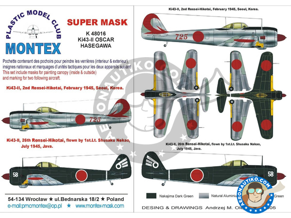 Image 1: Nakajima Ki-43 Hayabusa Oscar II | Masks in 1/48 scale manufactured by Montex Mask (ref. K48016)