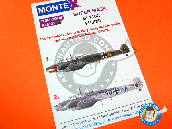 Image 1: Messerschmitt Bf 110 C | Masks in 1/48 scale manufactured by Montex Mask (ref. K48131)