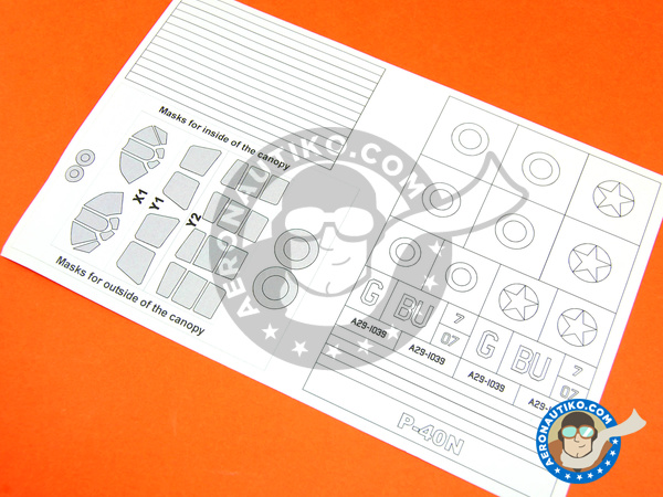 Image 2: Curtiss P-40 Warhawk N | Masks in 1/48 scale manufactured by Montex Mask (ref. K48142)