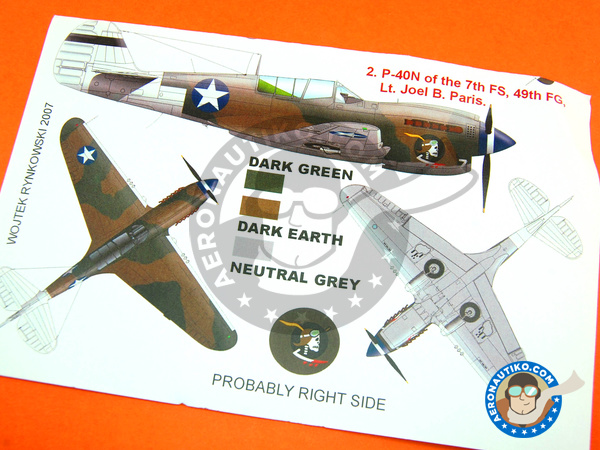 Image 5: Curtiss P-40 Warhawk N | Masks in 1/48 scale manufactured by Montex Mask (ref. K48142)