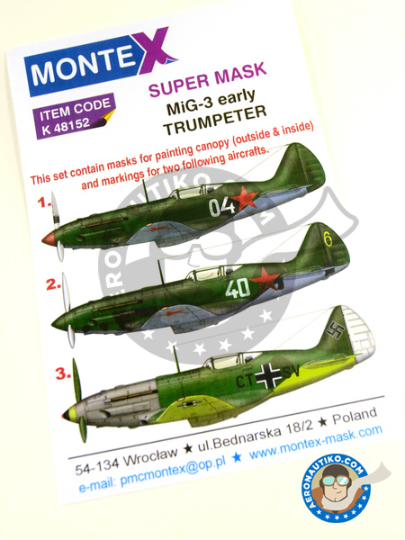 Mikoyan-Gurevich MiG-3 early | Masks in 1/48 scale manufactured by Montex Mask (ref. K48152) image