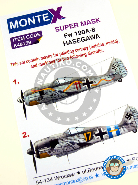Focke-Wulf Fw 190 Würger A-8 | Masks in 1/48 scale manufactured by Montex Mask (ref. K48159) image