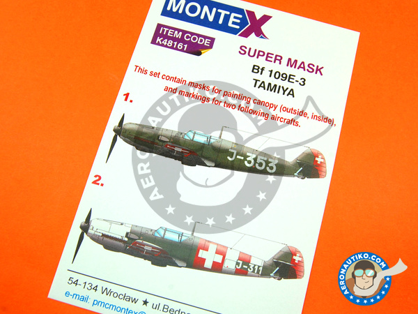 Image 1: Messerschmitt Bf 109 E-3 | Máscaras en escala 1/48 fabricado por Montex Mask (ref. K48161)