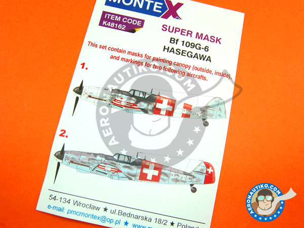 Image 1: Messerschmitt Bf 109 G-6 | Máscaras en escala 1/48 fabricado por Montex Mask (ref. K48162)