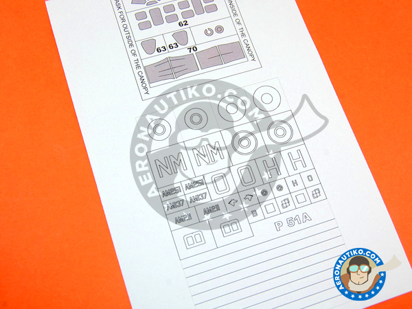 Image 3: North American P-51 Mustang A | Máscaras en escala 1/48 fabricado por Montex Mask (ref. K48167)