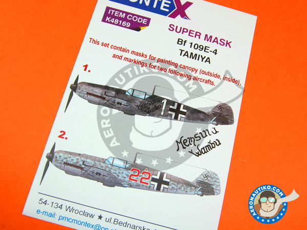Image 1: Messerschmitt Bf 109 E-4 | Masks in 1/48 scale manufactured by Montex Mask (ref. K48169)