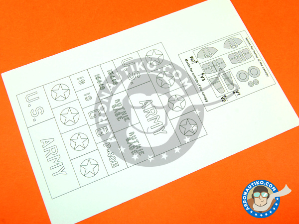 Image 2: Curtiss P-40 Warhawk E | Máscaras en escala 1/48 fabricado por Montex Mask (ref. K48170)