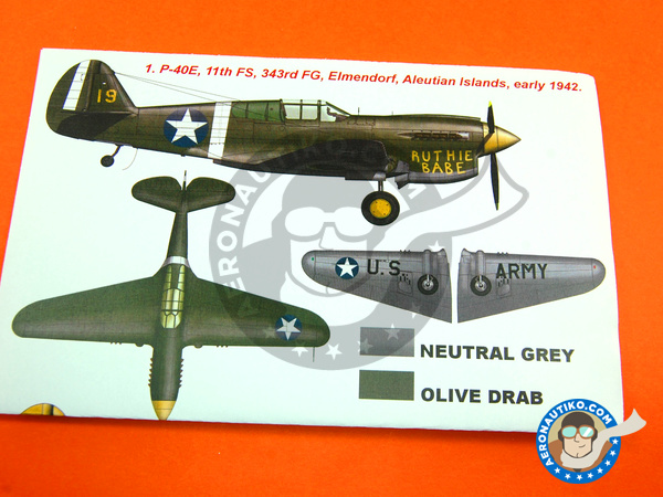 Image 3: Curtiss P-40 Warhawk E | Máscaras en escala 1/48 fabricado por Montex Mask (ref. K48170)