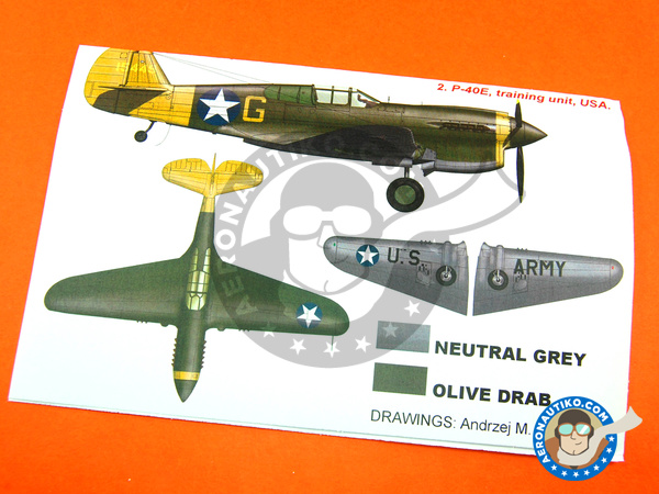 Image 4: Curtiss P-40 Warhawk E | Máscaras en escala 1/48 fabricado por Montex Mask (ref. K48170)
